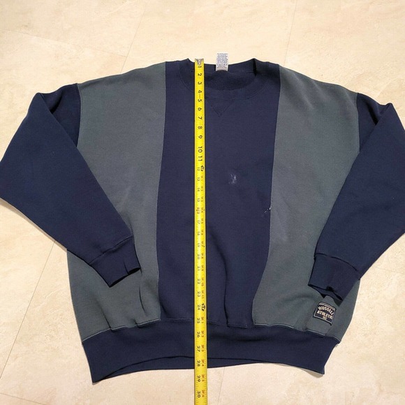 VTG 90s Russell Athletic Mens 2XL Striped Colorblock Crewneck Sweatshirt USA - Picture 5 of 10
